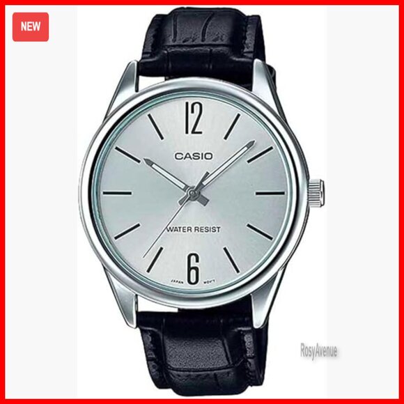 Men's Analog Watch with Leather Band Stainless Steel Case 40mm